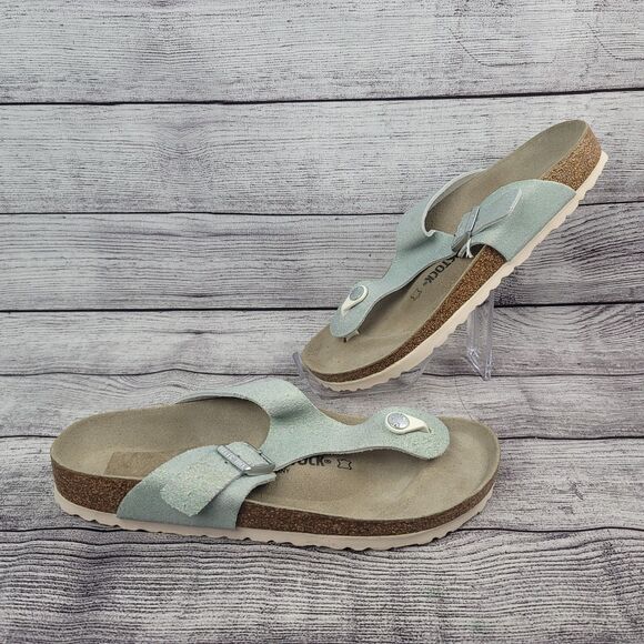 Birkenstock Gizeh Sandals, (Sea Green?), Suede, Size 10 - Picture 1 of 6